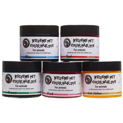WELYEME Rainbow Pet Hair Dye bottle showing long-lasting color for dogs and horses.