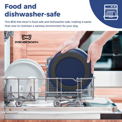 WENBOKMIN dishwasher-safe dog bowl for quick cleanup after meals.