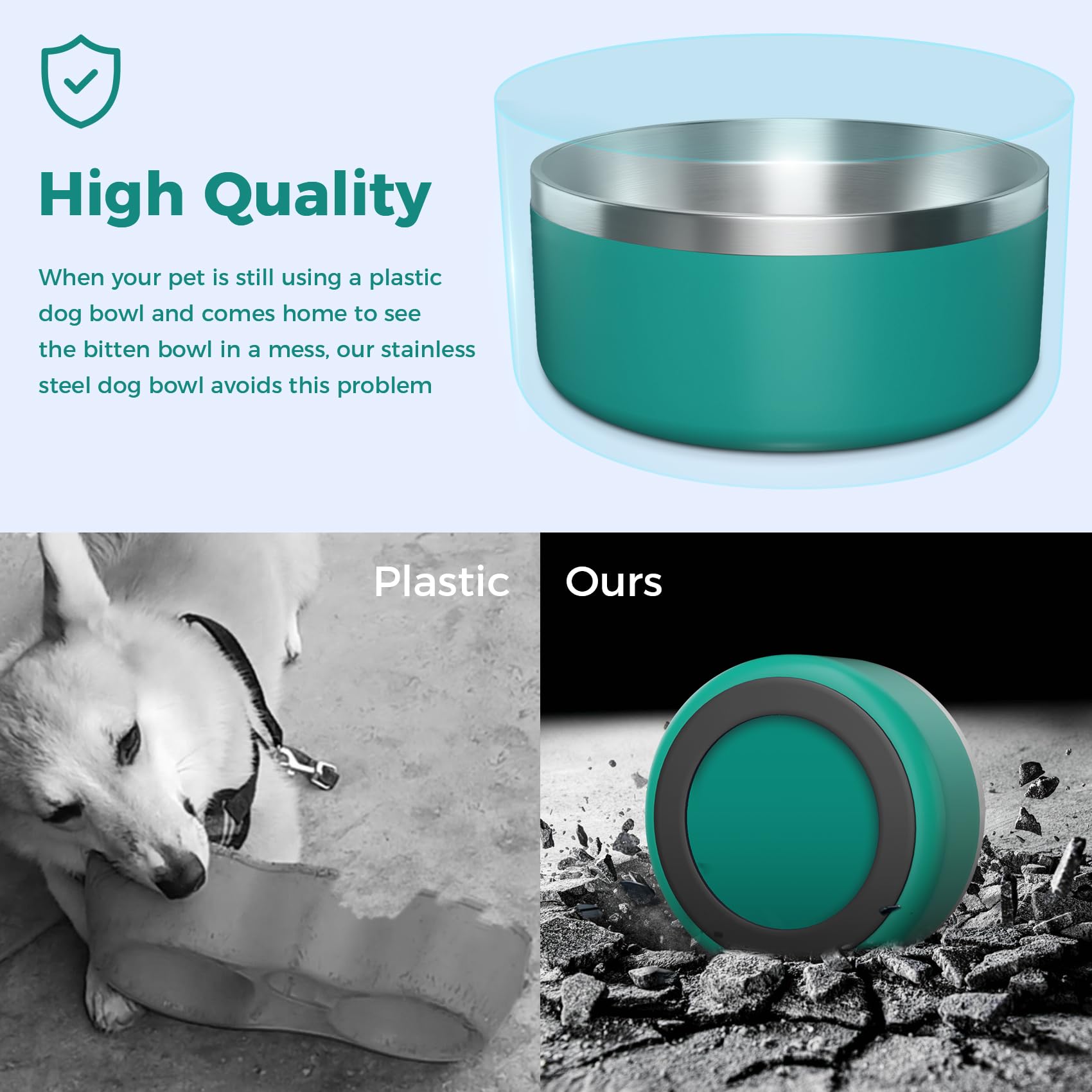 WENBOKMIN 40oz deep green bowl for medium to large dogs