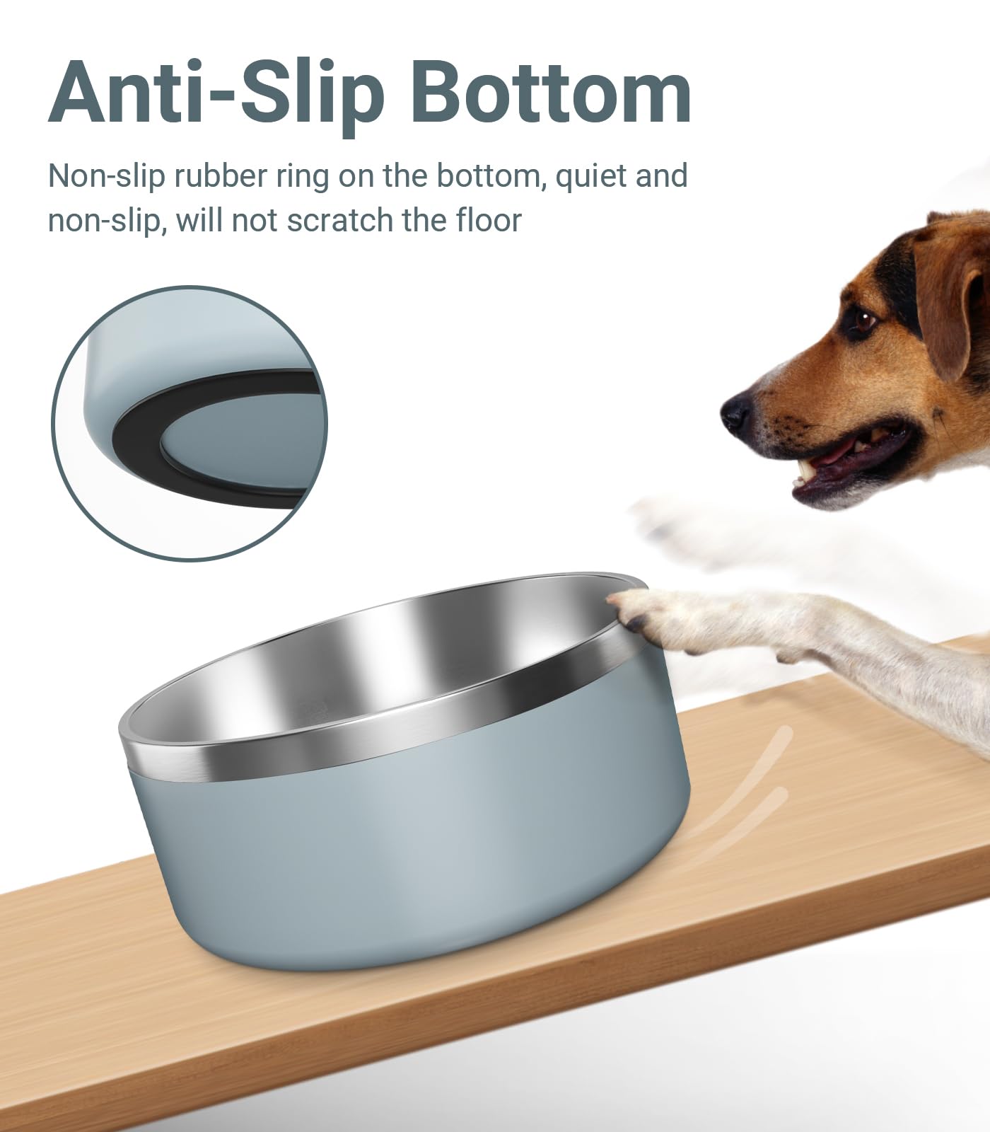 WENBOKMIN 40oz light grey dog bowl for mid-size pets.
