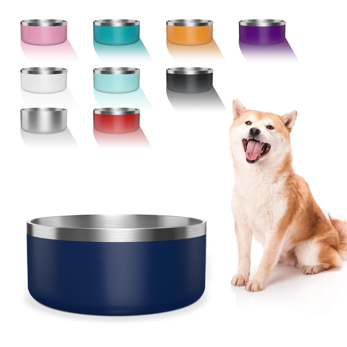 WENBOKMIN 64oz blue dog bowl for mess-free feeding and hydration.
