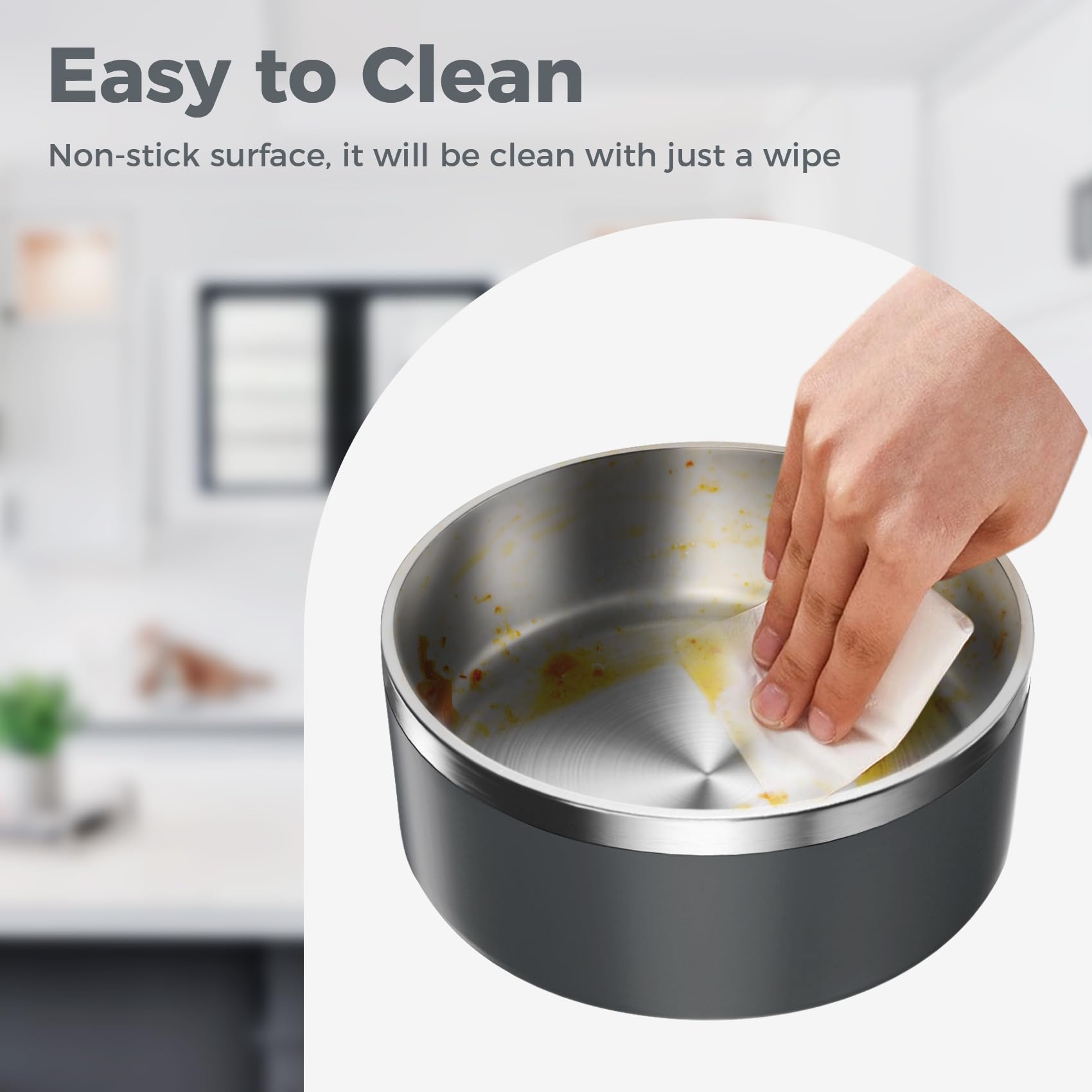 WENBOKMIN deep grey dog bowl finish complements modern kitchens