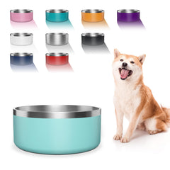 WENBOKMIN dog bowl mint green 40oz top view; durable steel for longevity