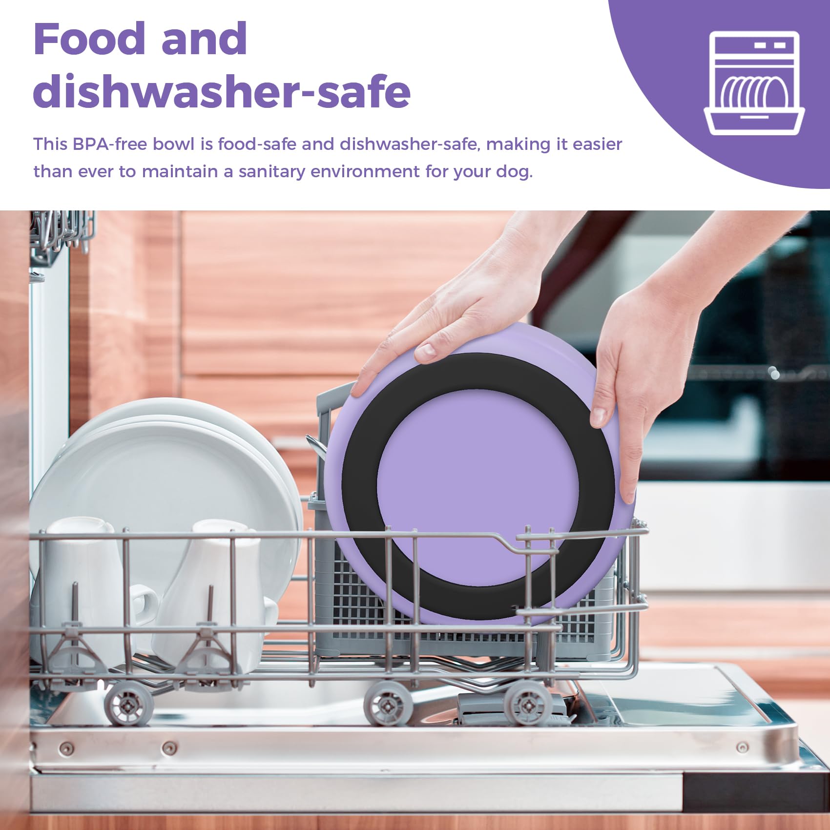 WENBOKMIN non-slip silicone base protects floors during eager eating.
