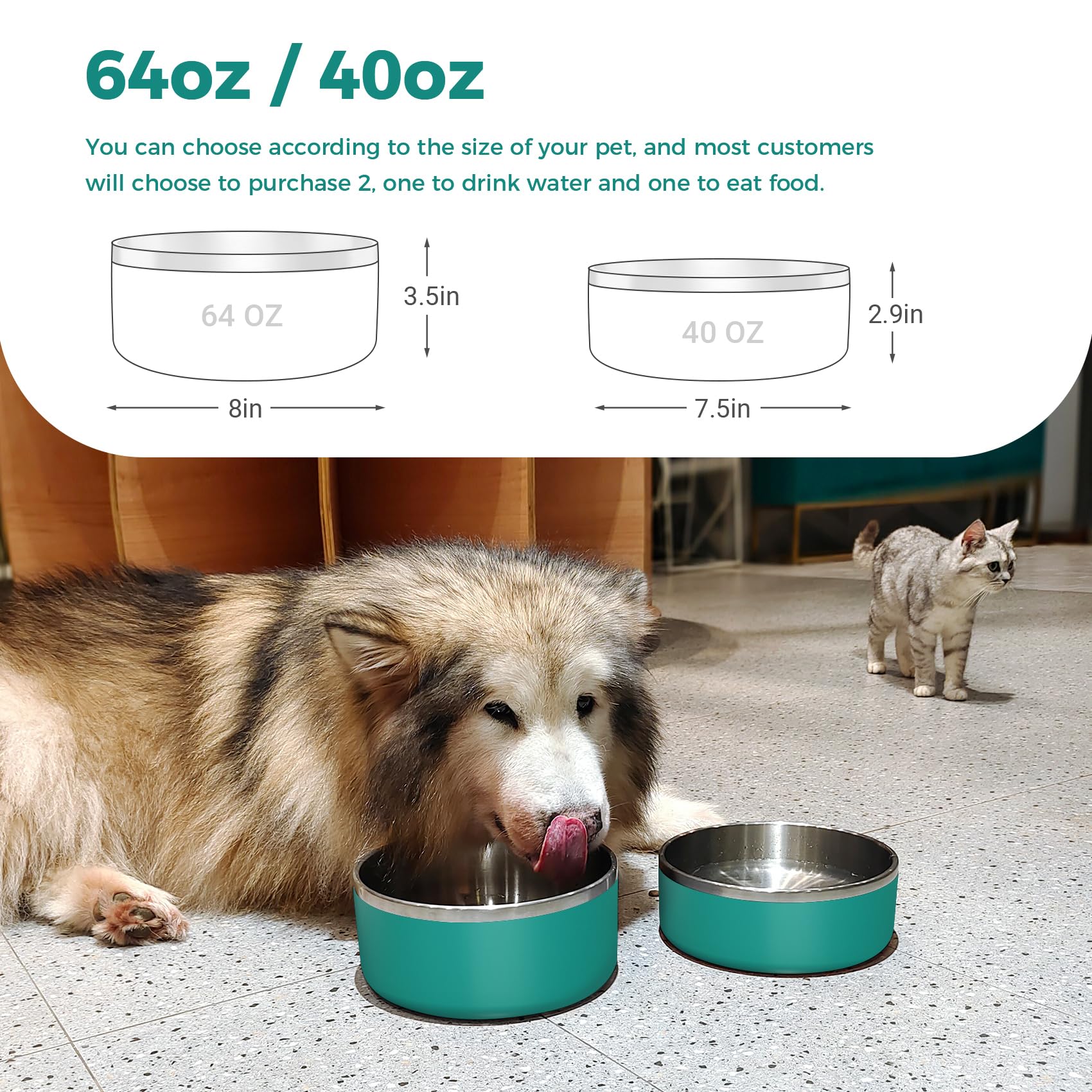 WENBOKMIN dog bowl shows non-slip silicone base to keep it steady