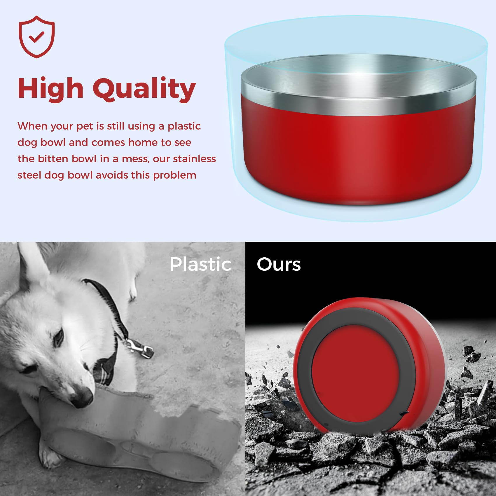 WENBOKMIN red dog bowl available in two sizes for fit