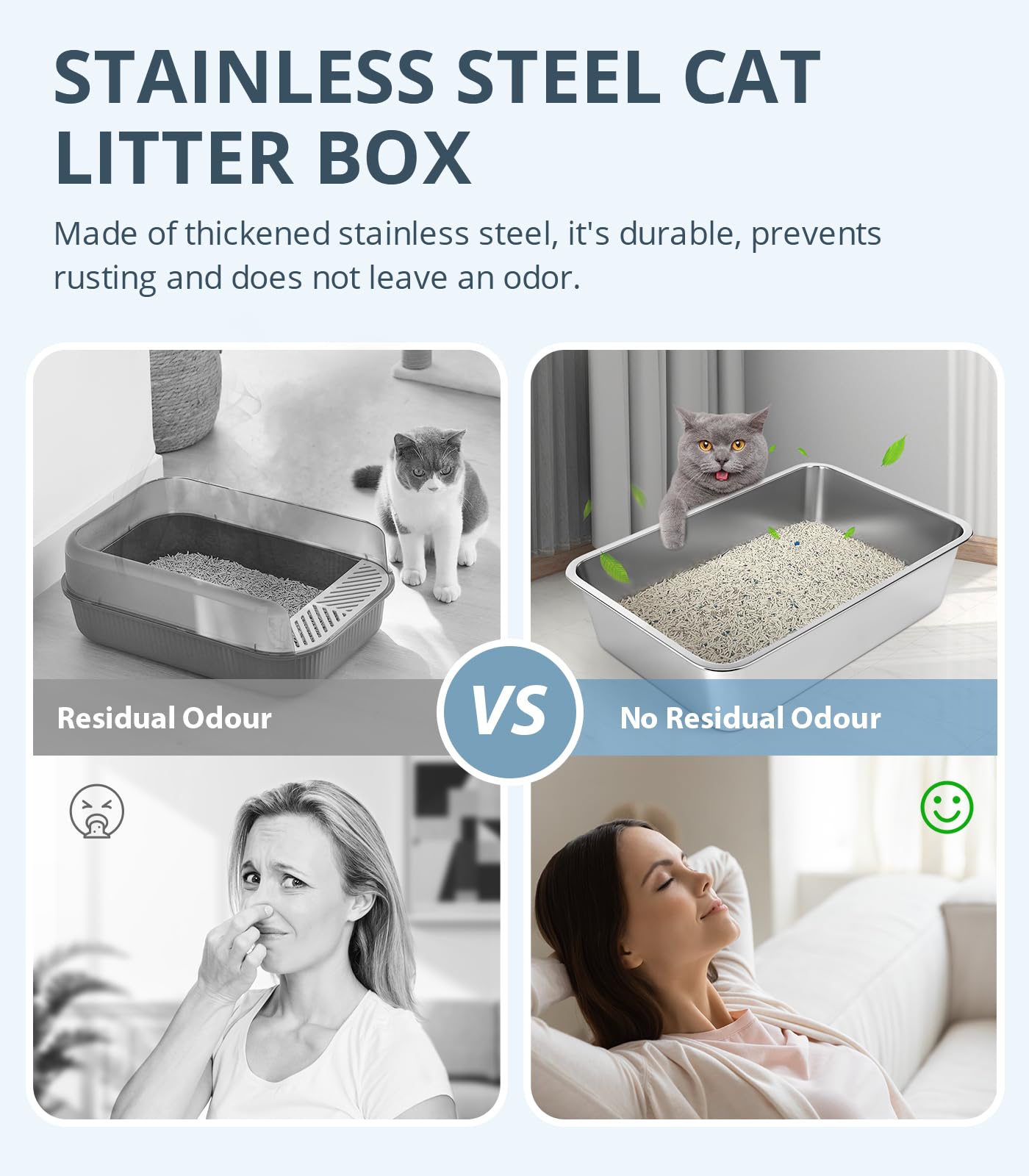 Wenbokmin litter box rounded edges for safe daily use