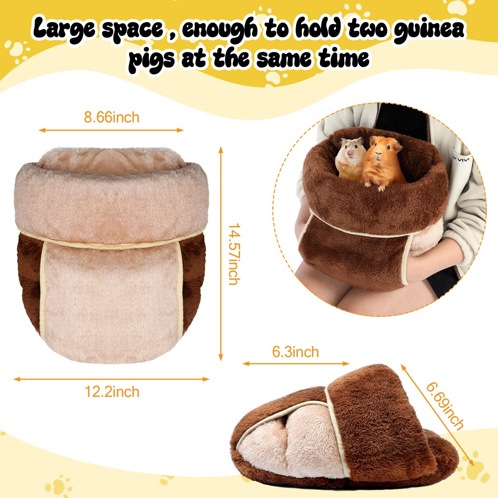 Wenqik guinea pig bed sack in coral velvet offers a warm resting space.
