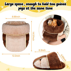 Wenqik guinea pig bed sack in coral velvet offers a warm resting space.