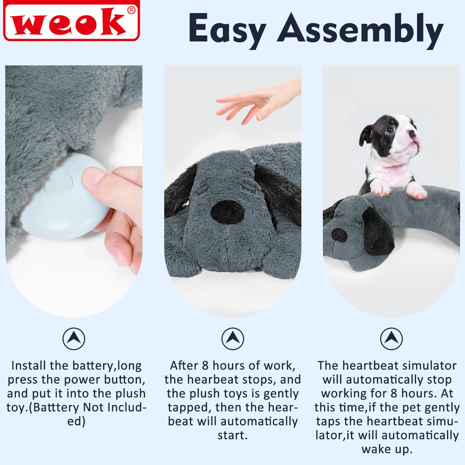 WEOK heartbeat module battery compartment shows simple power setup.