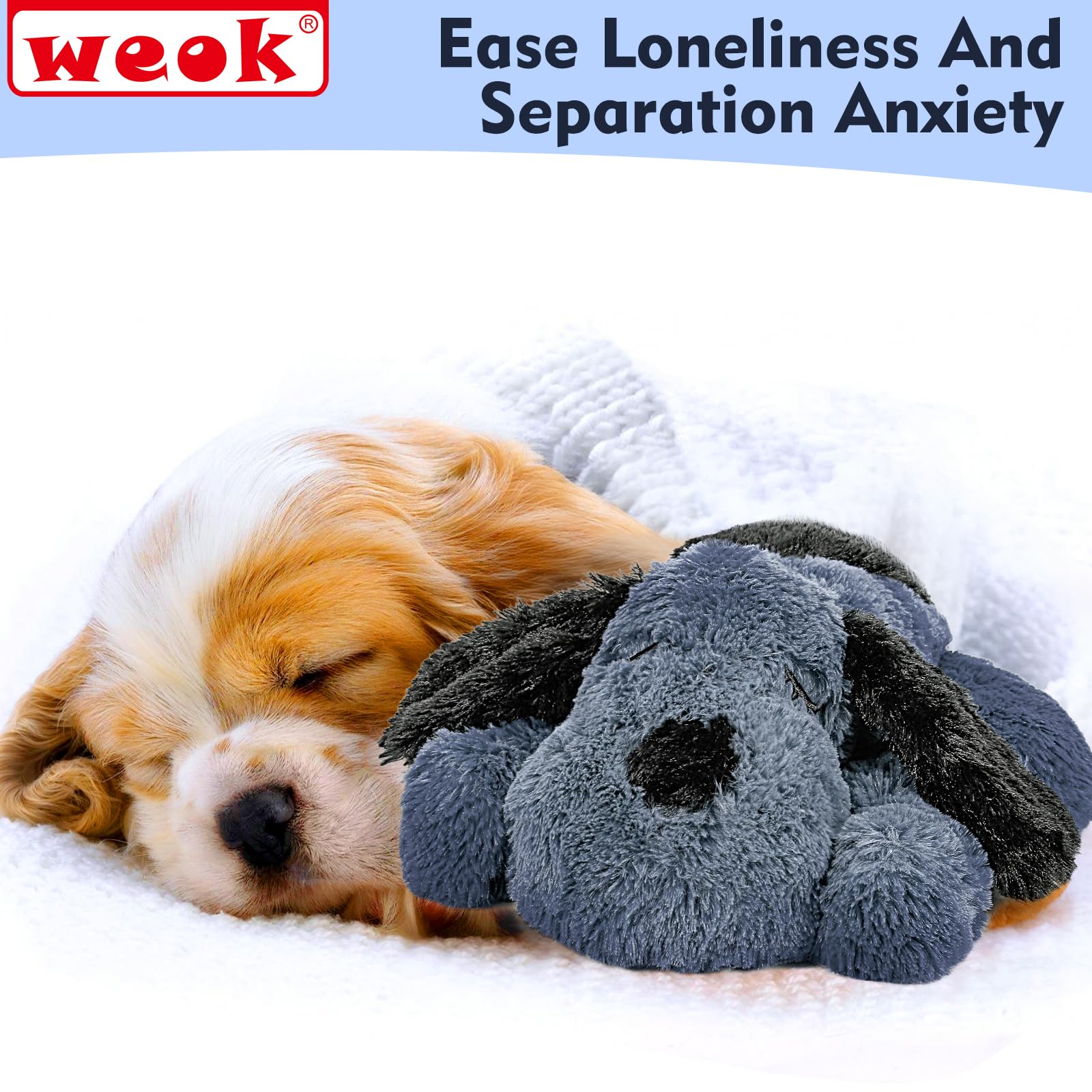 WEOK heartbeat buddy helps puppies sleep better during crate training