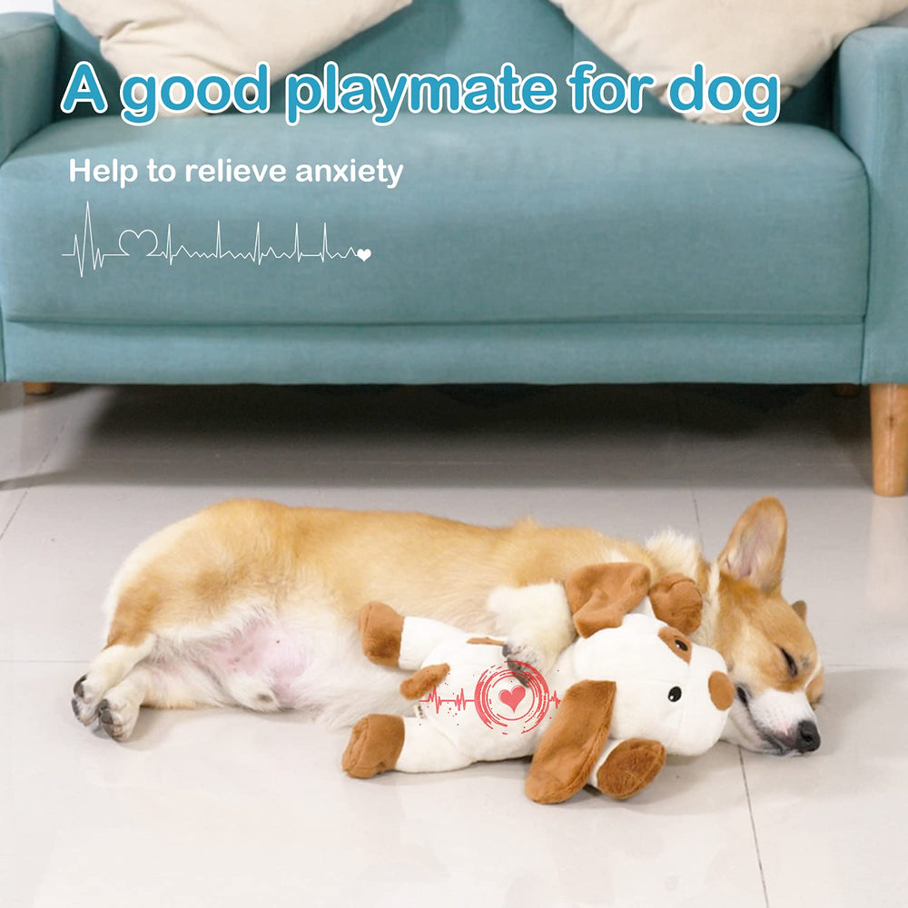 WEOK heartbeat dog toy packaging display shows durable plush for pets.