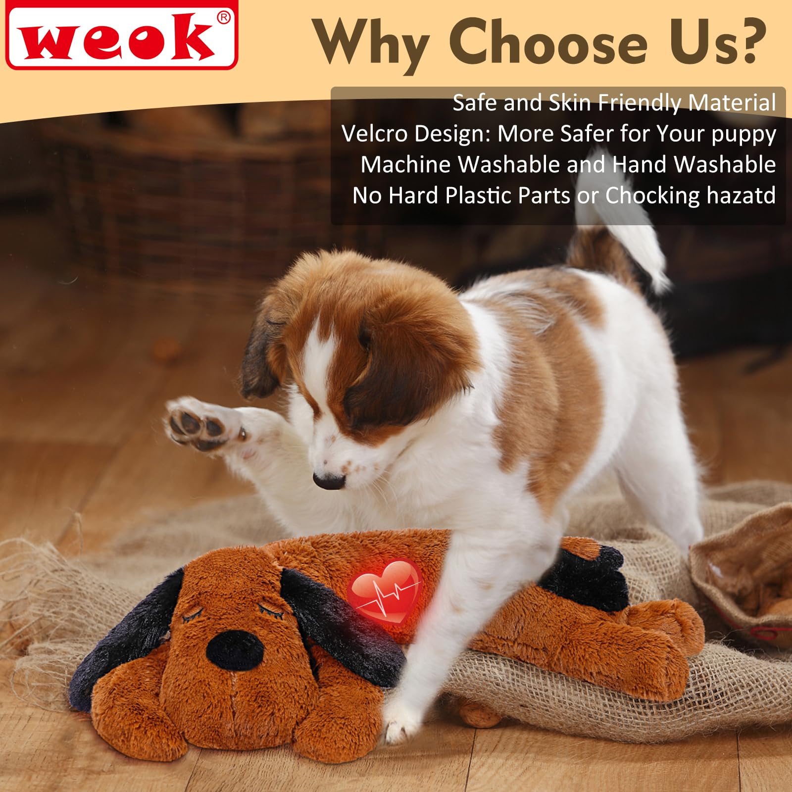 WEOK heartbeat toy durable fabric ensures lasting cuddly companionship.