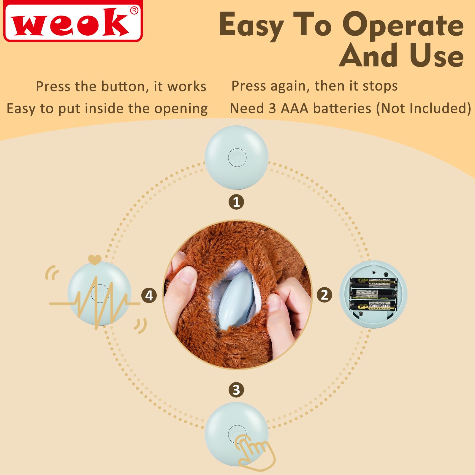 WEOK heartbeat toy machine washable simplifies care after play and cuddling.