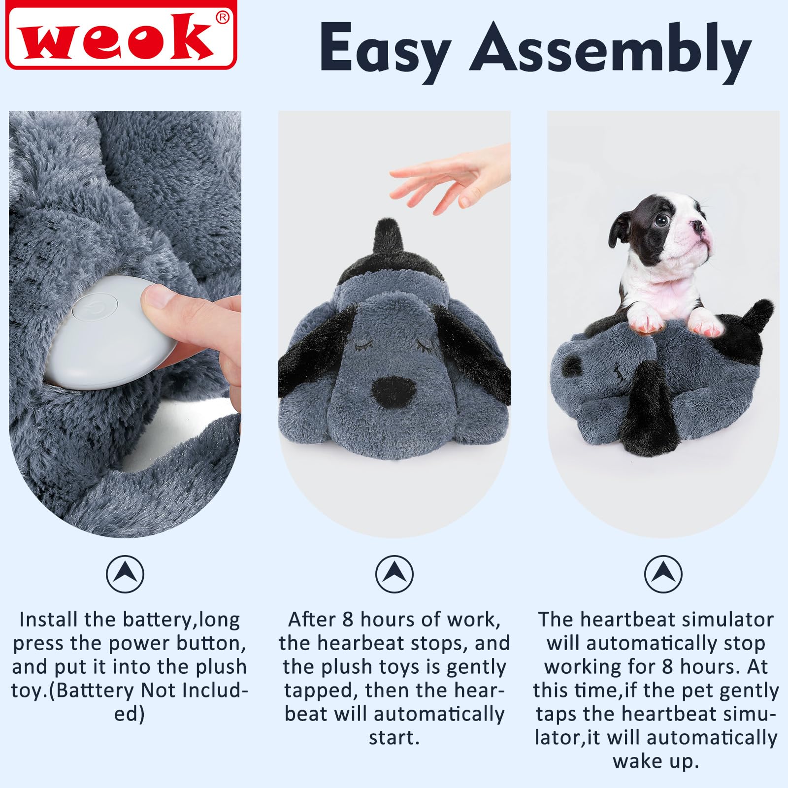WEOK new puppy sleep aid plush with heartbeat simulation for peaceful nights