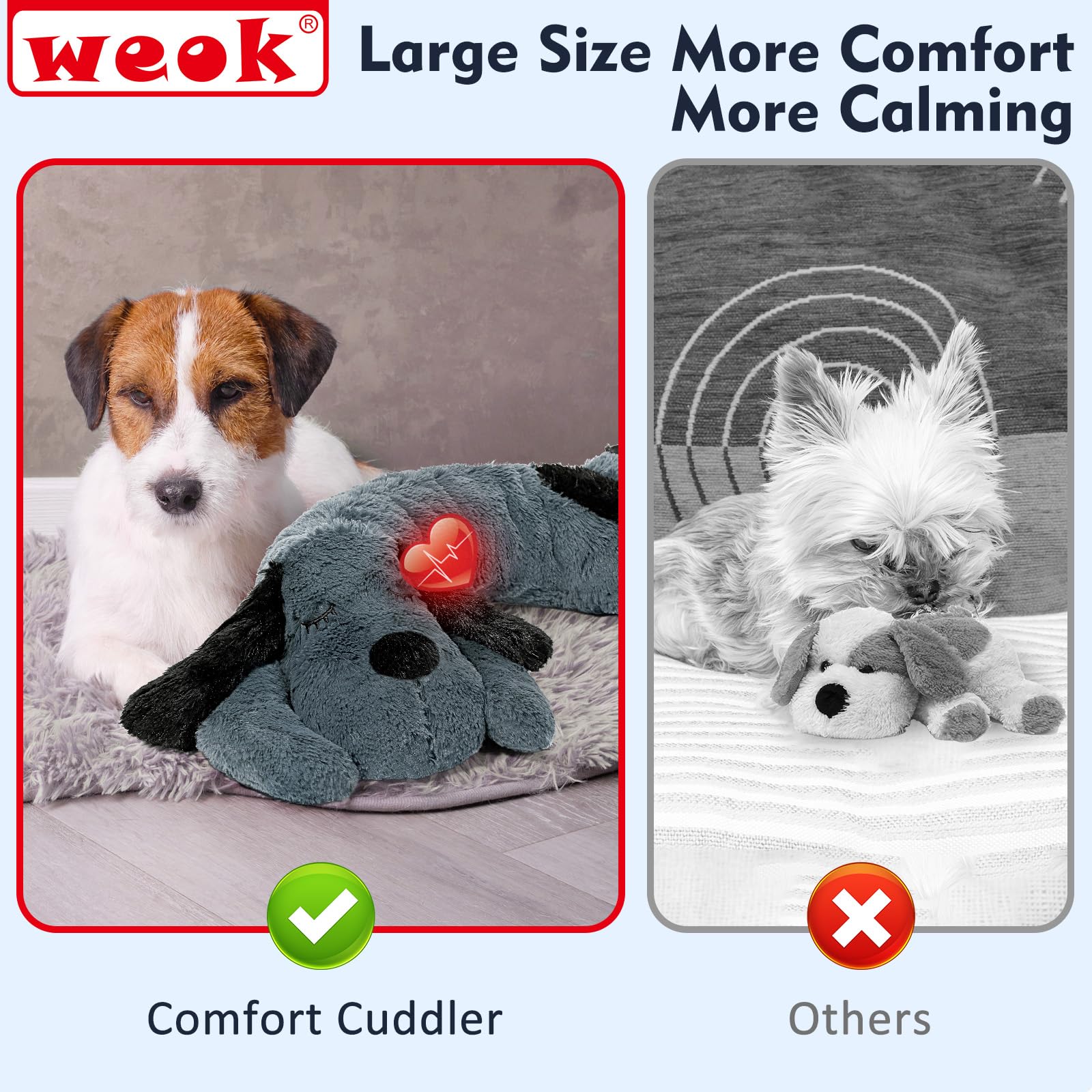 WEOK puppy crate training toy aids calmer crate time and reduces whining.