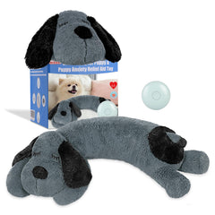 WEOK puppy heartbeat toy close-up with plush fabric and heartbeat module for comfort.