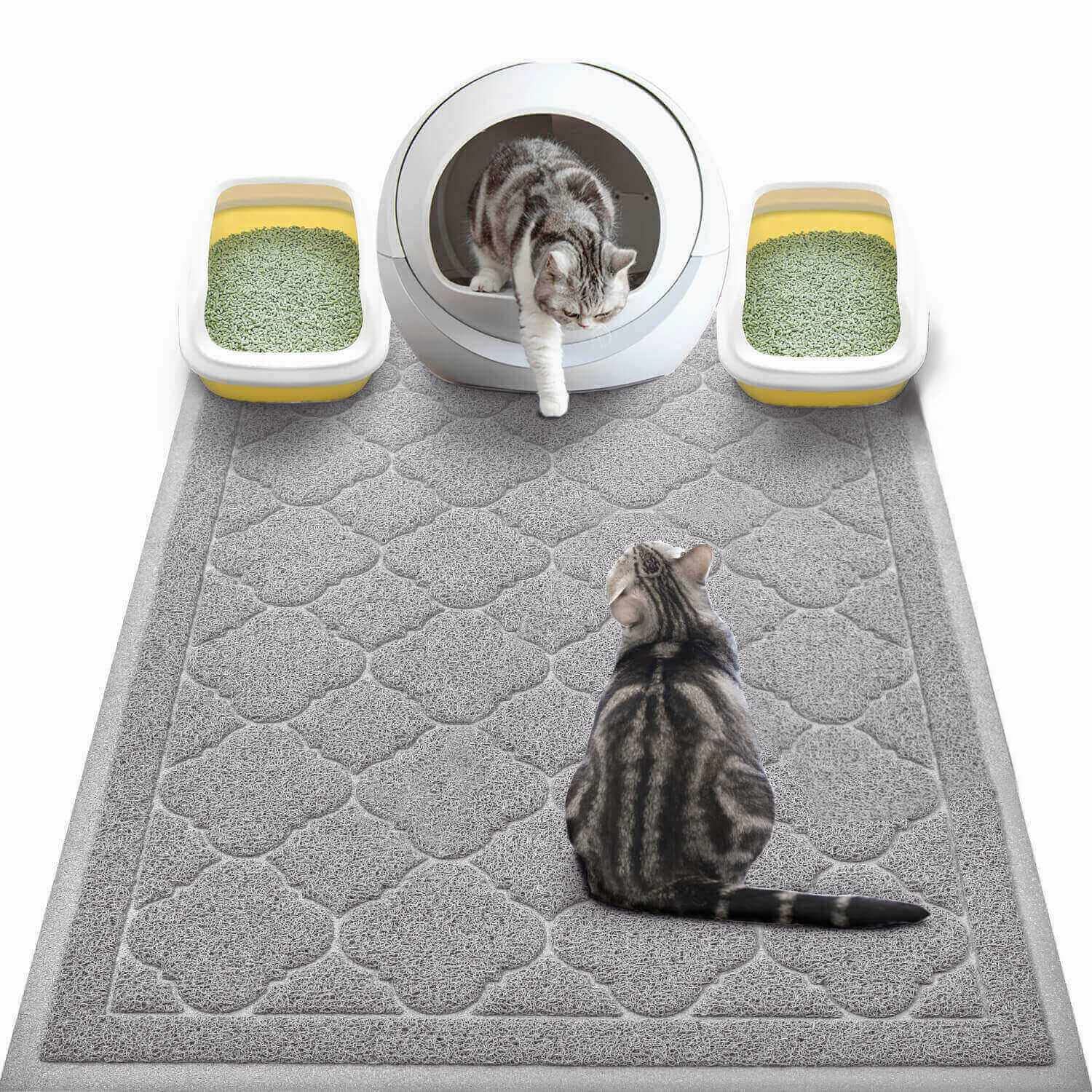 WePet cat litter mat Cadet Grey XXL 47x36 traps litter and protects floors.
