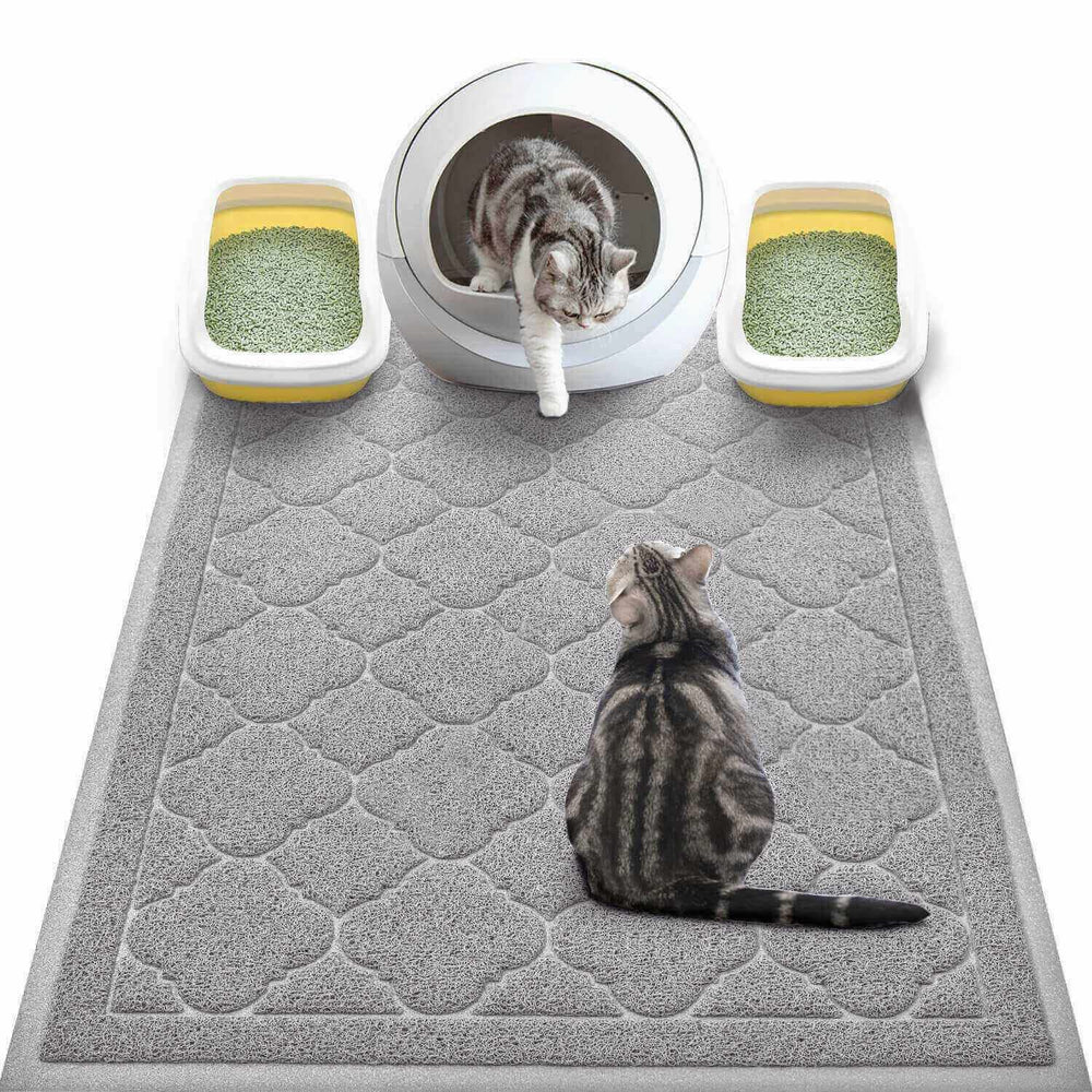 WePet cat litter mat Cadet Grey XXL 47x36 traps litter and protects floors.