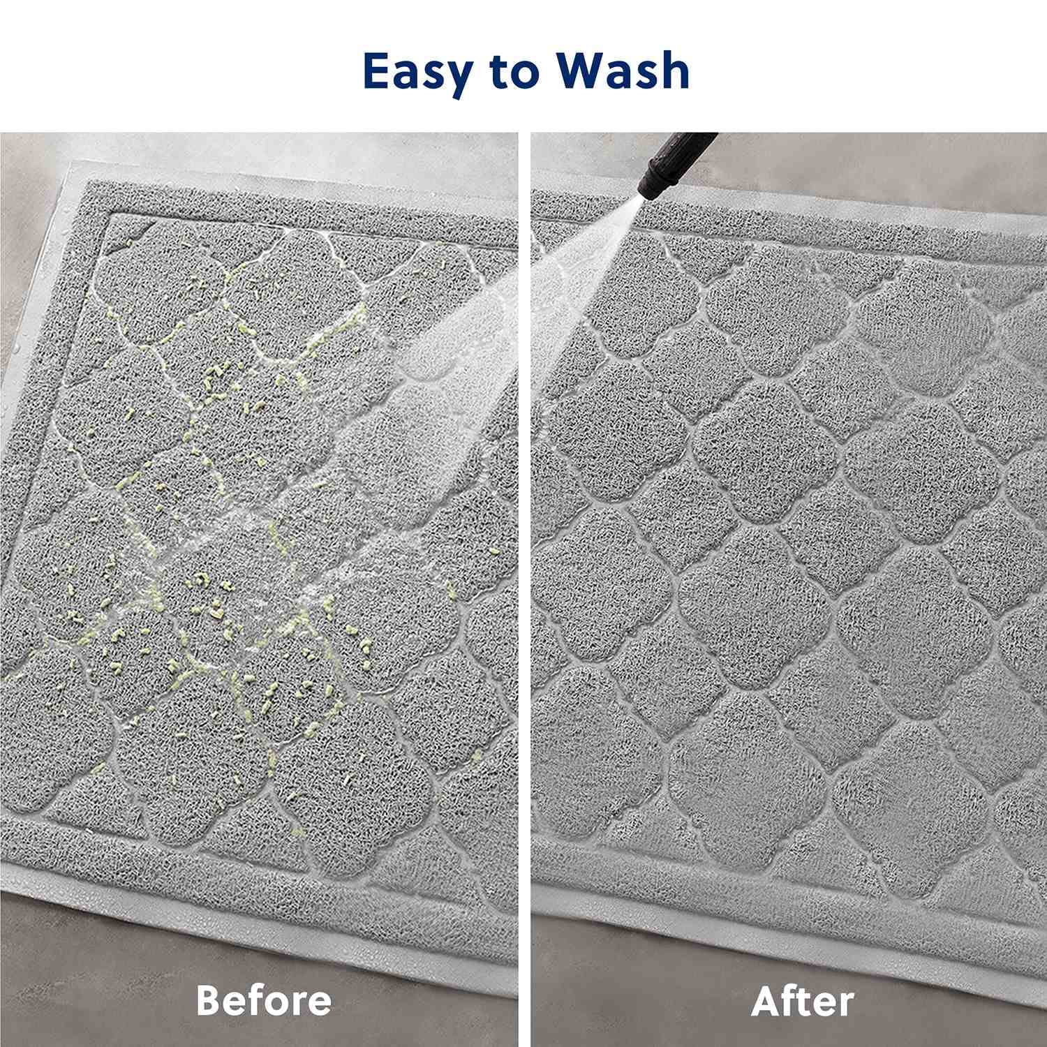 WePet Cadet Grey mat provides floor protection under the litter box.