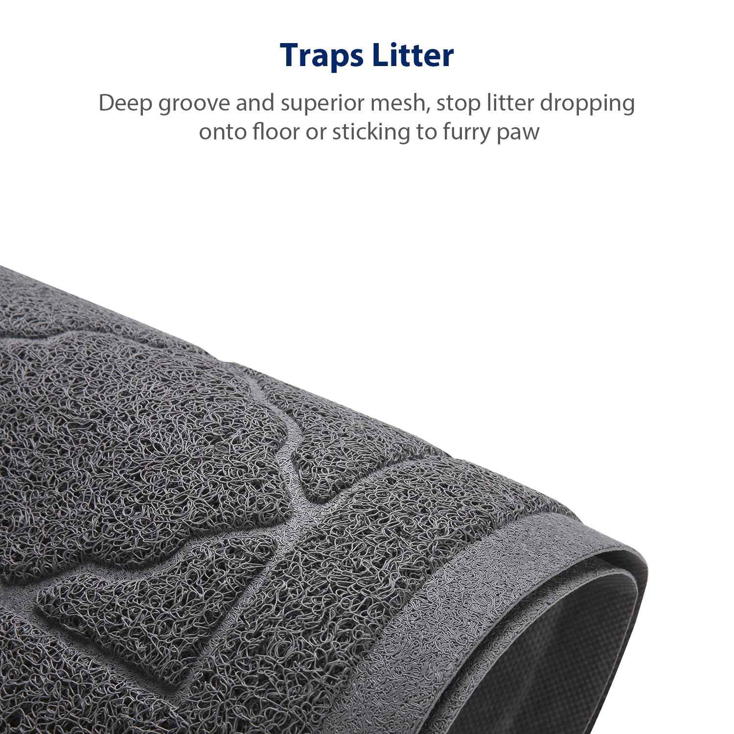 WePet mat with flexible coils brushing Kitty’s paws after use
