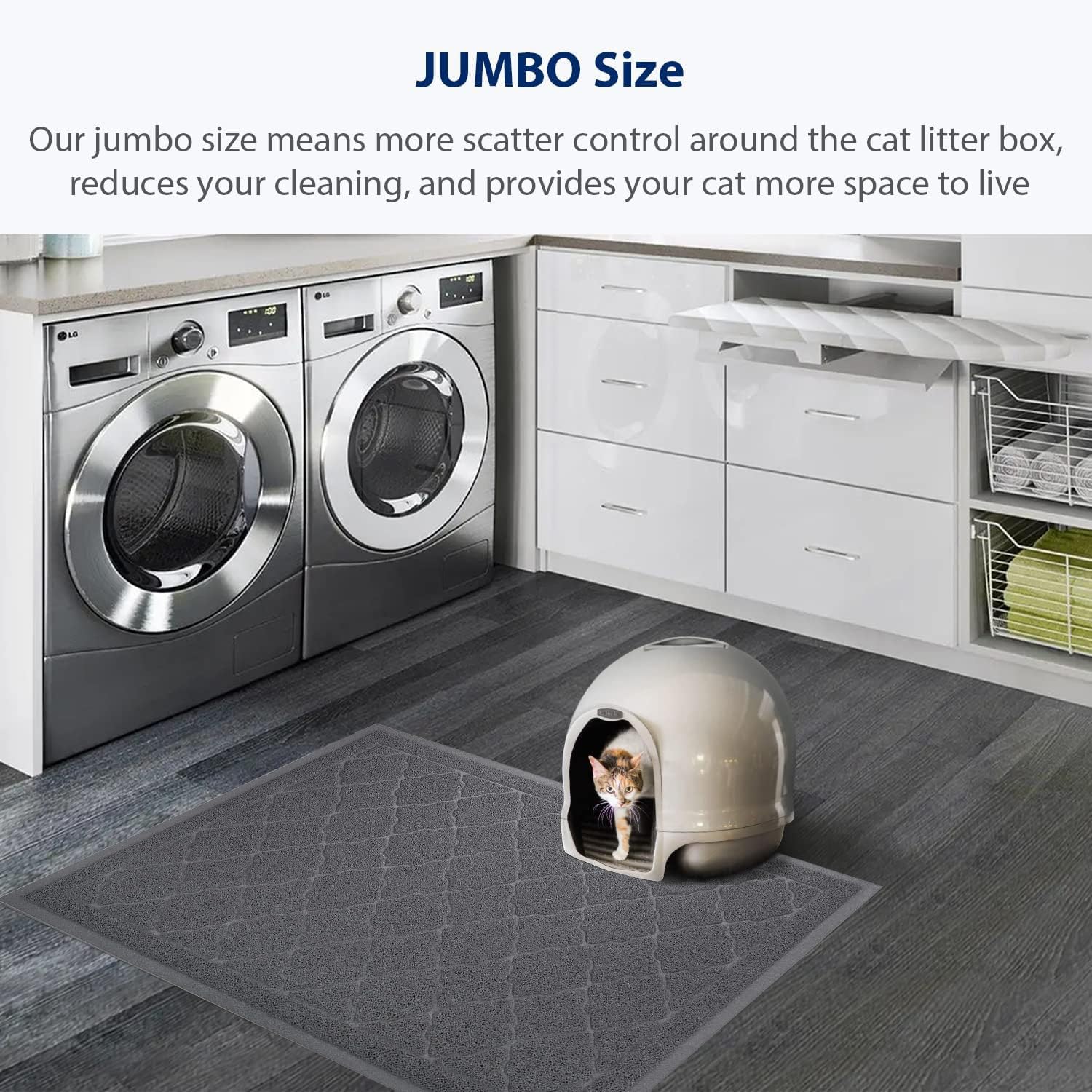 WePet grey mat cushion-like back protects floors while catching litter
