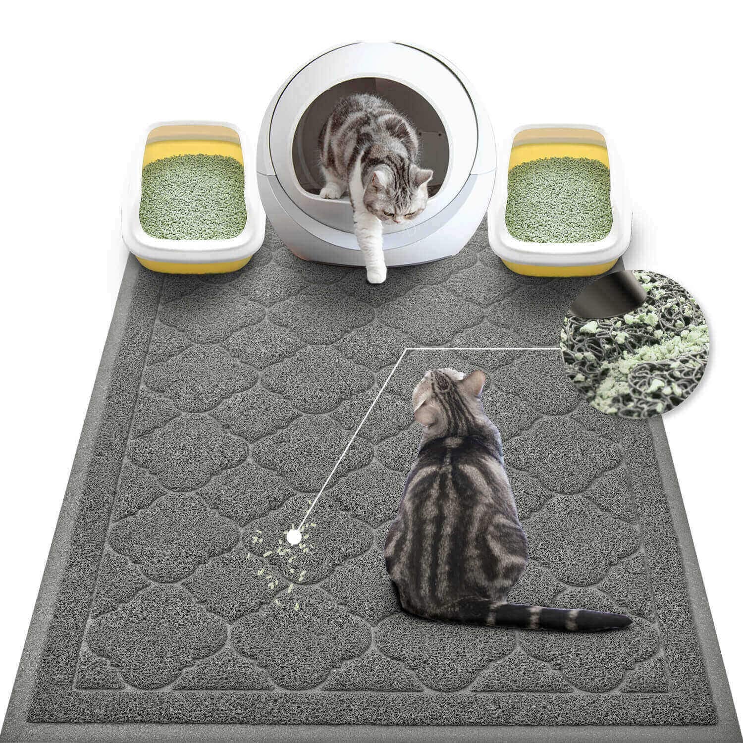 WePet Cat Litter Mat front view in grey shows XXL size trapping litter