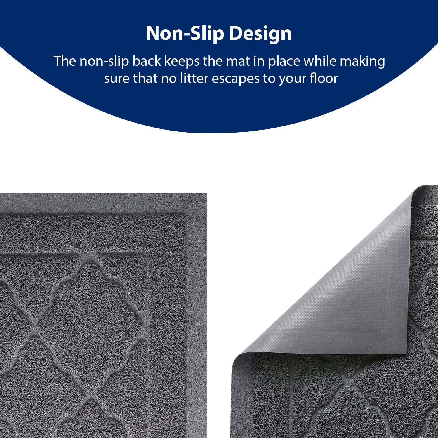 WePet mat non-slip back stays in place on smooth floors