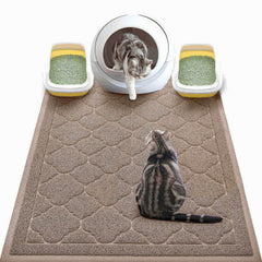 WePet cat litter mat under the litter box reduces tracking and mess.