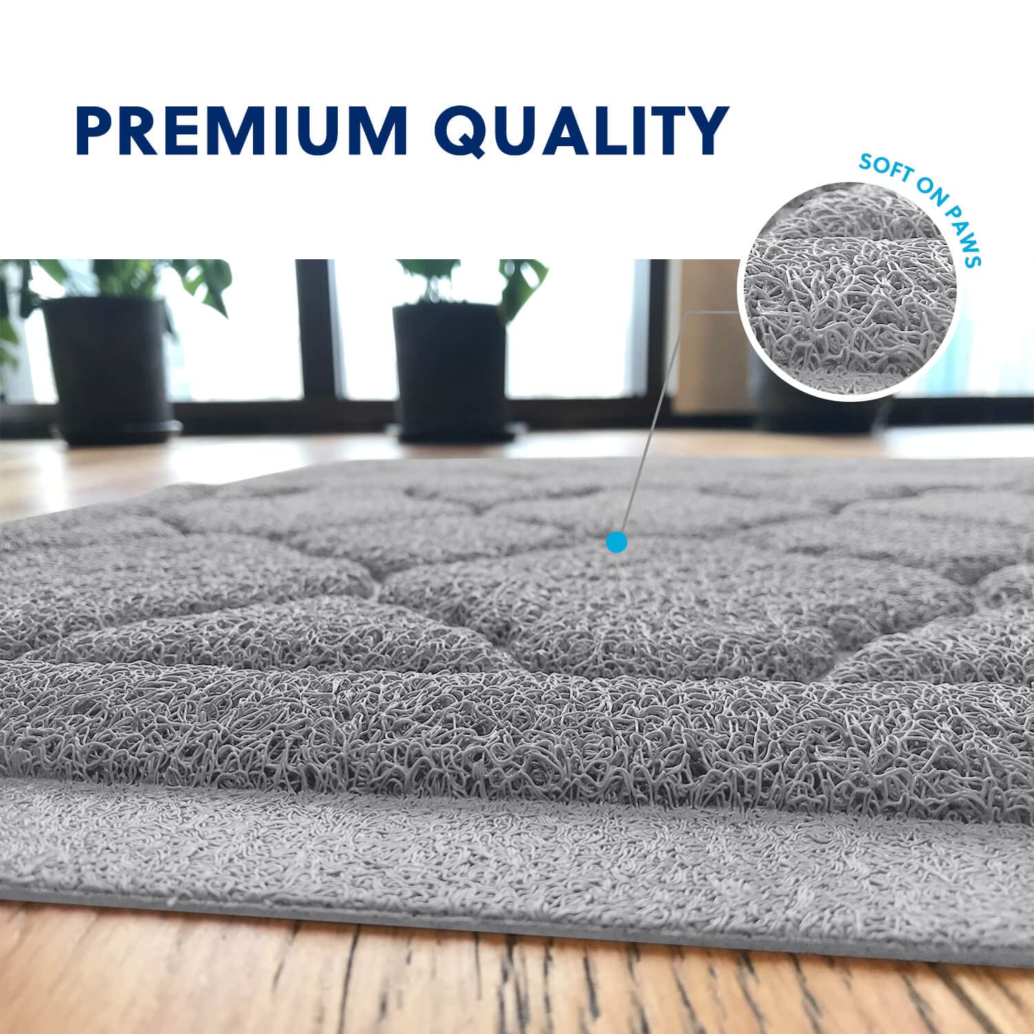 WePet mat features urine-resistant surface protecting your floors.