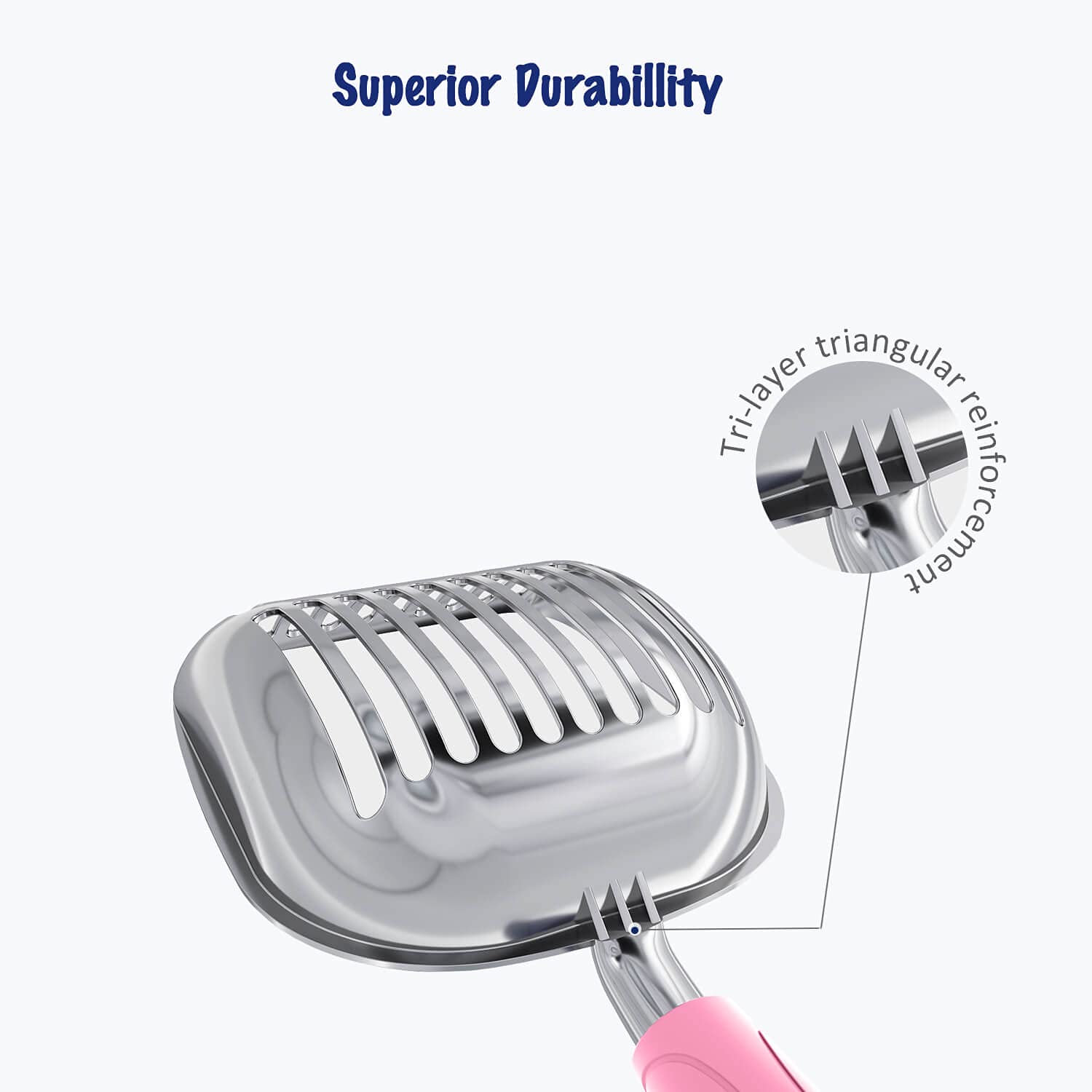 WePet litter scoop with long handle keeps hands away from waste during scooping.
