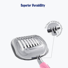 WePet litter scoop with long handle keeps hands away from waste during scooping.