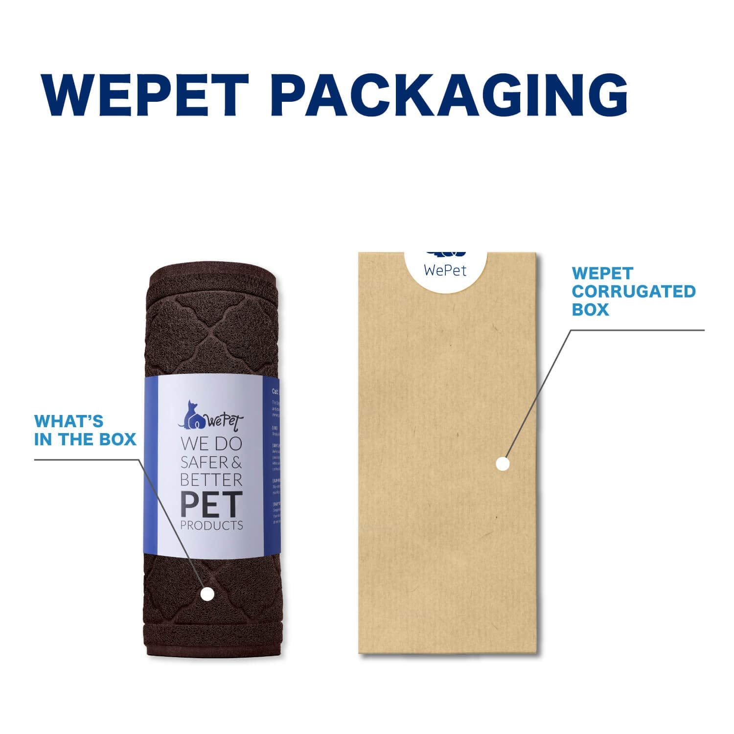 WePet elegant brown mat blends with decor and hides litter spills.