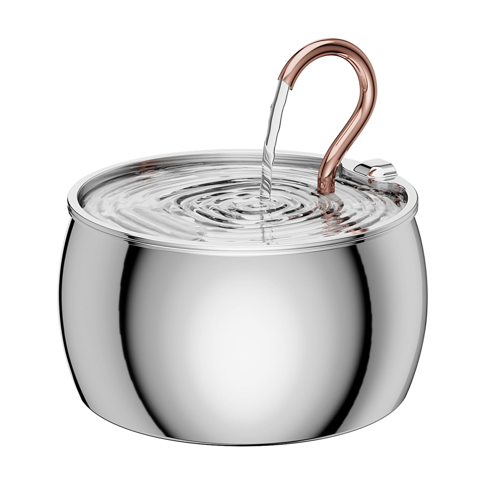 WEPOIU cat water fountain stainless steel 2.5L shows durable one-piece construction for easy cleaning.