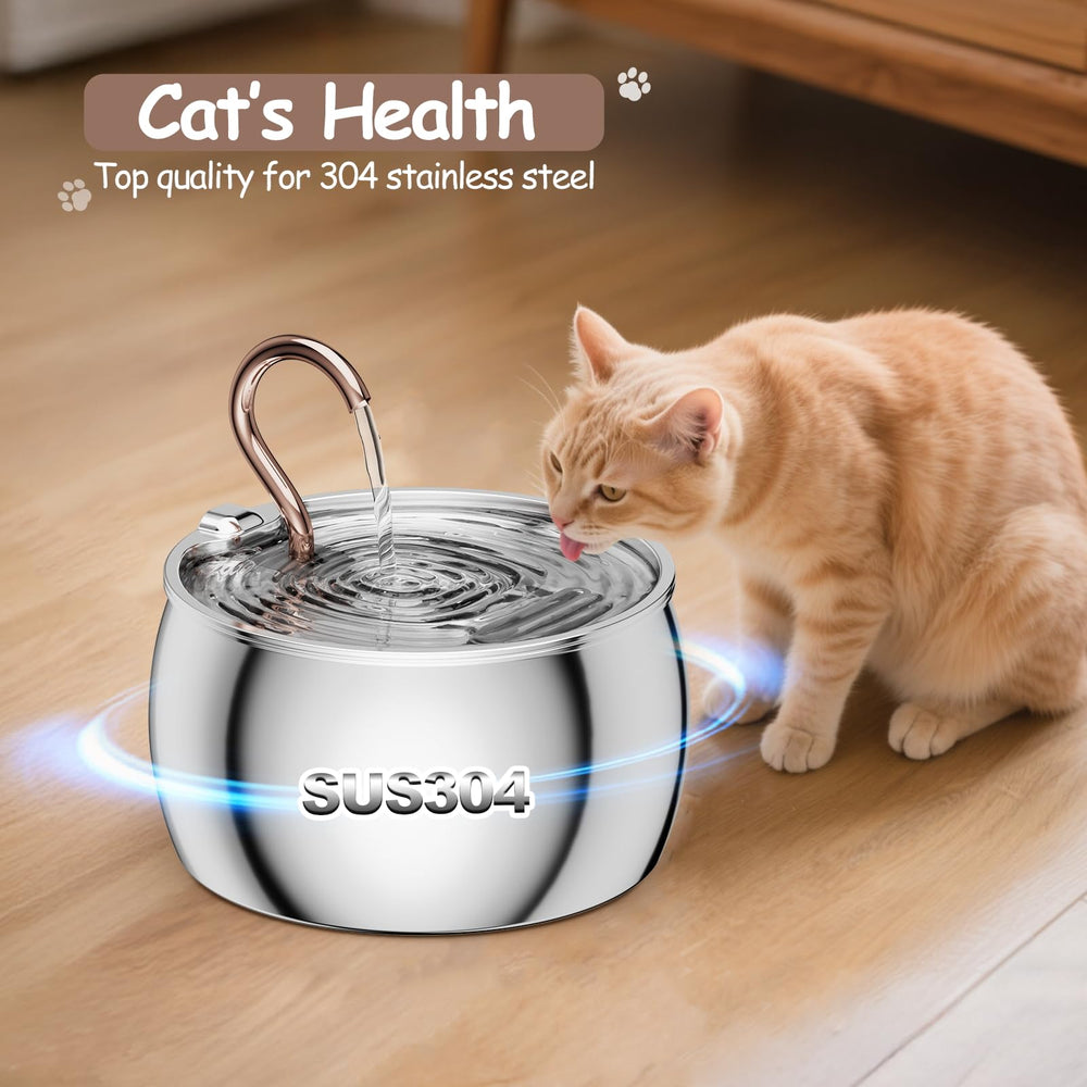 WEPOIU stainless steel gooseneck faucet provides smooth flow to attract curious cats.