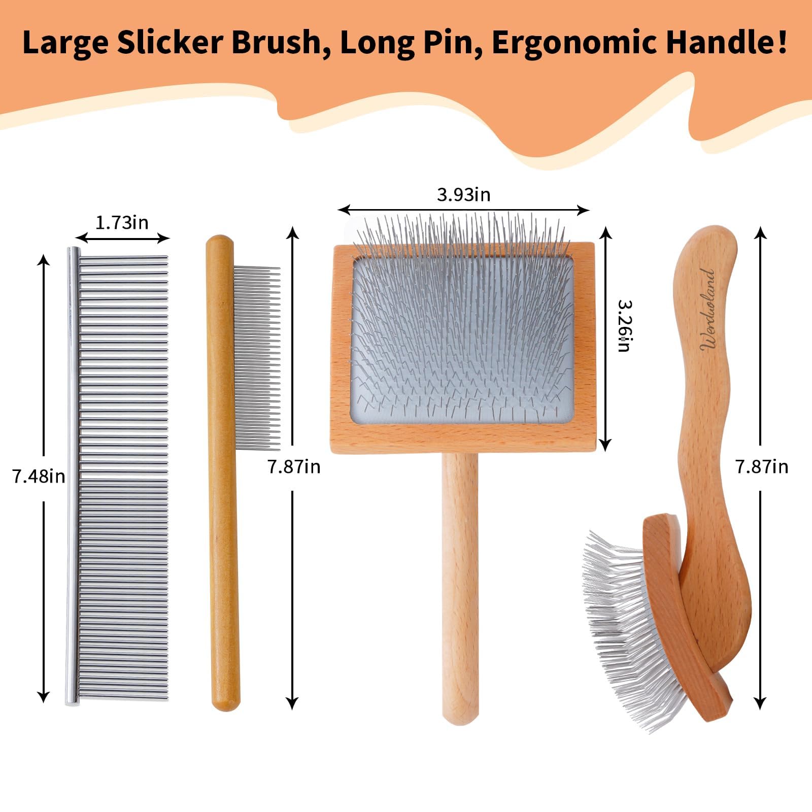 Werduoland two-in-one detangling comb for top coat and undercoat