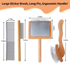 Werduoland two-in-one detangling comb for top coat and undercoat