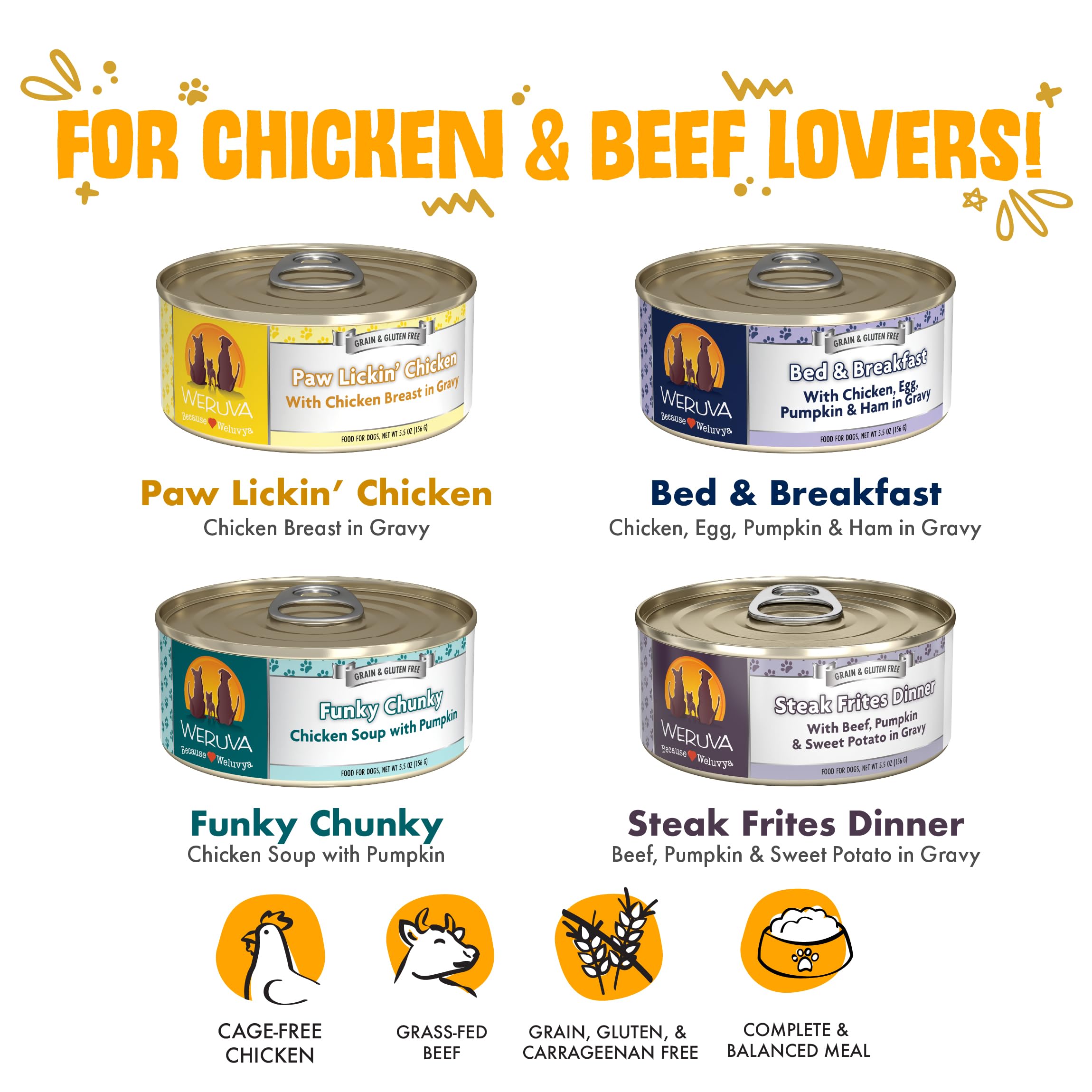 Weruva Baron's Batch Funky Chunky can, tasty texture for picky eaters.