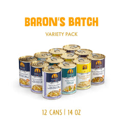 Weruva Baron's Batch Funky Chunky 14oz can, hearty beef recipe loved by picky eaters.