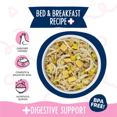 Weruva Bed and Breakfast ingredients pumpkin quinoa shown to highlight digestive-friendly pairing.
