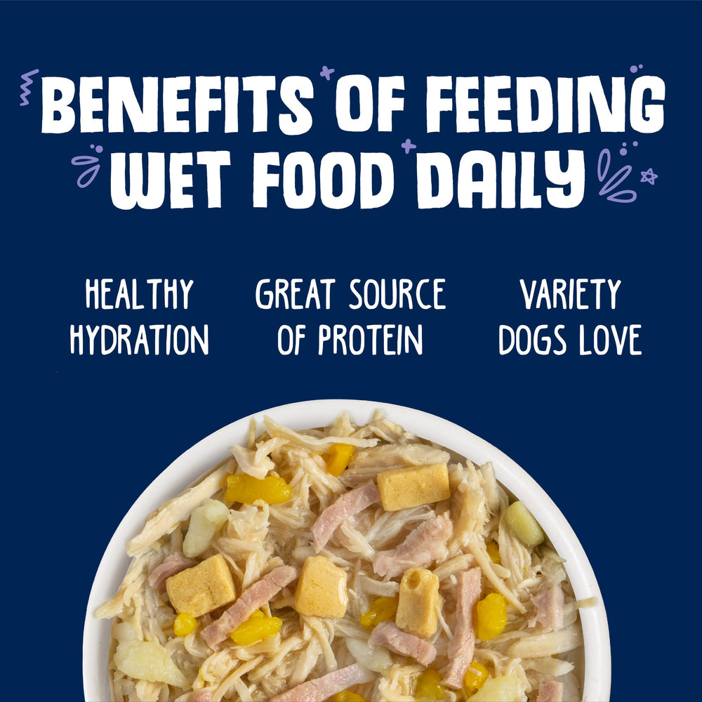 Label close-up showing cage-free chicken and natural ingredients.