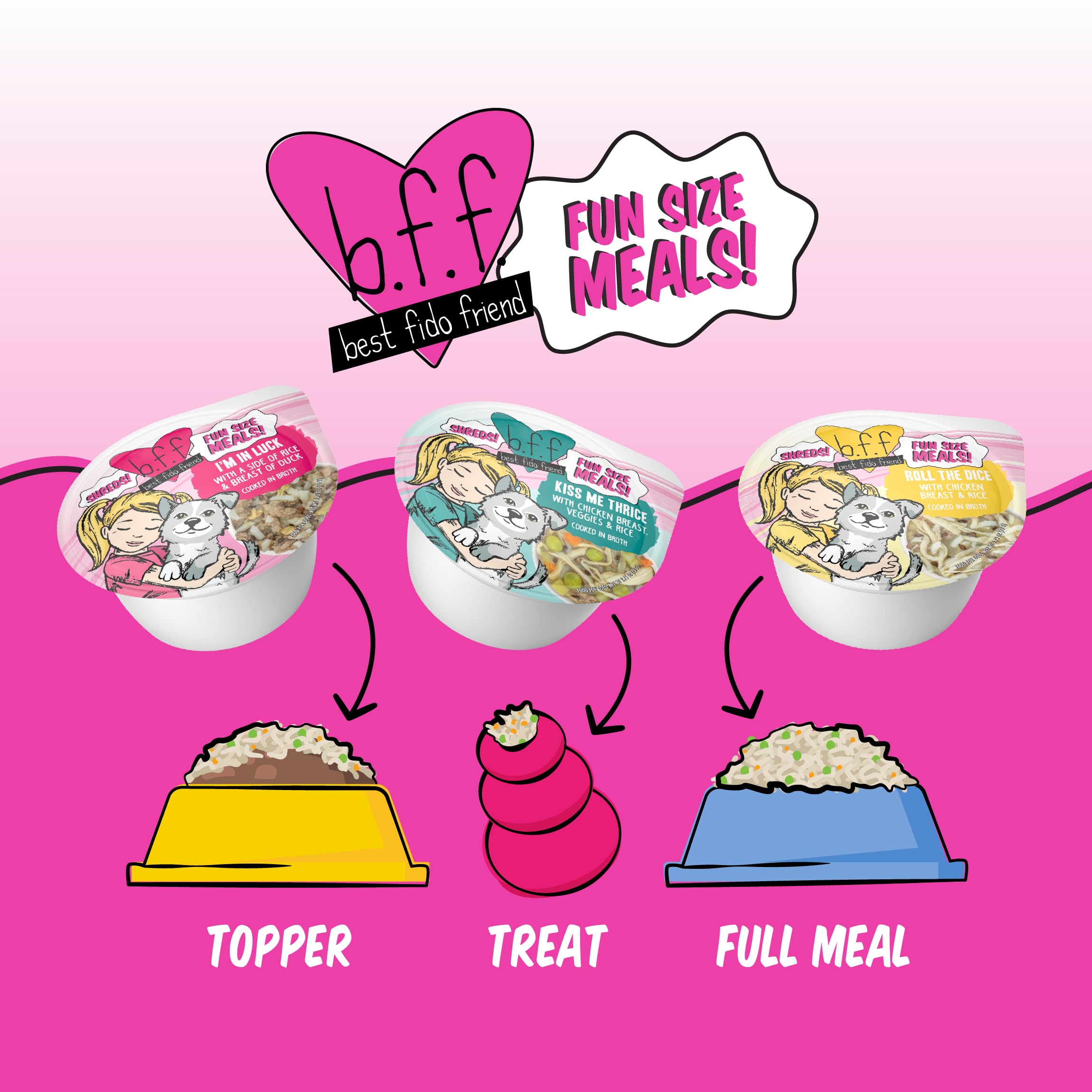 Weruva Best Fido Friend variety pack shows four chicken cup flavors for dogs.