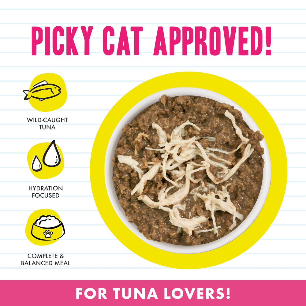 Weruva BFF minced texture in gravy promotes hydration and appetite for adult cats