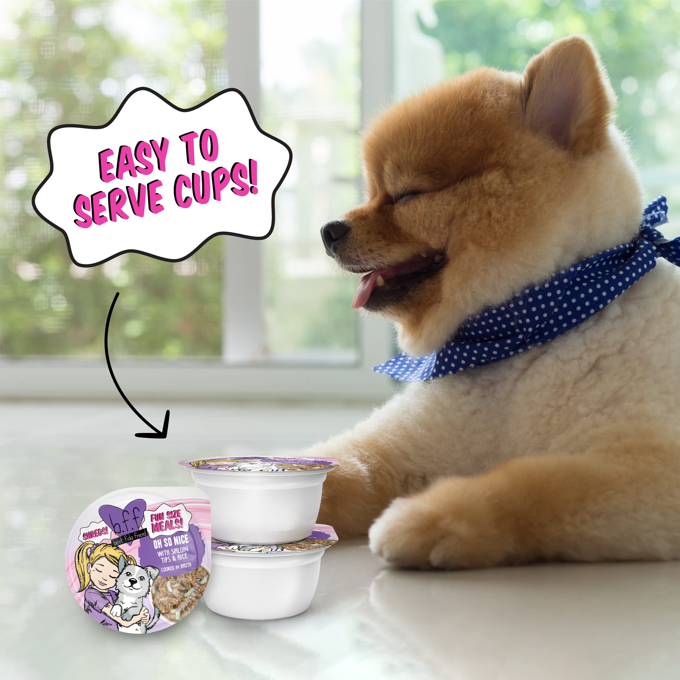 Convenient 2.75oz cups make feeding simple and tidy