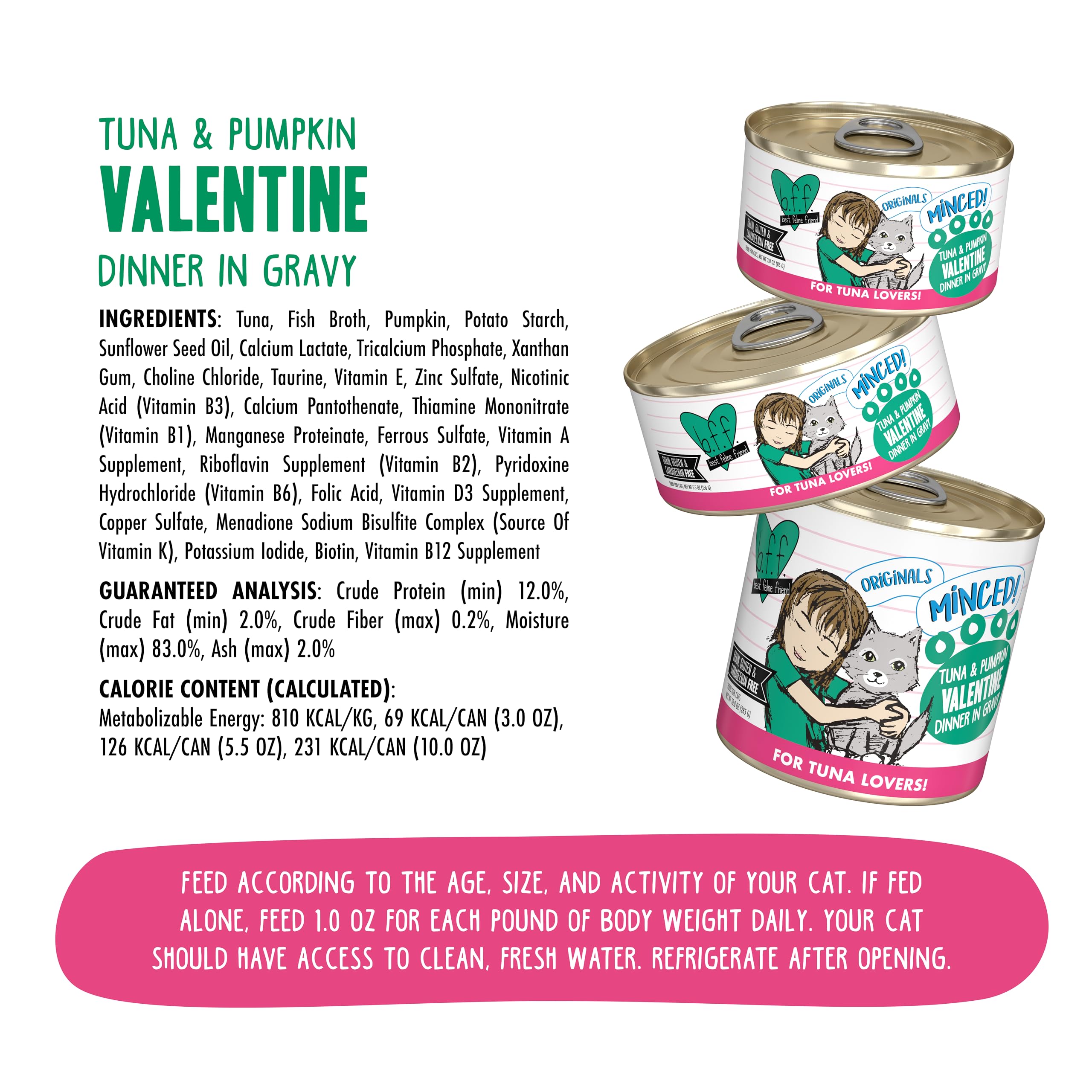 Weruva BFF grain-free label close-up – no grains, gluten, carrageenan, or soy.
