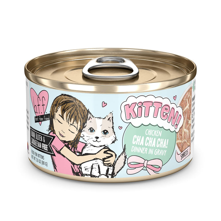 Weruva BFF Kitten Cha Cha Cha can front view showing moisture-rich meal