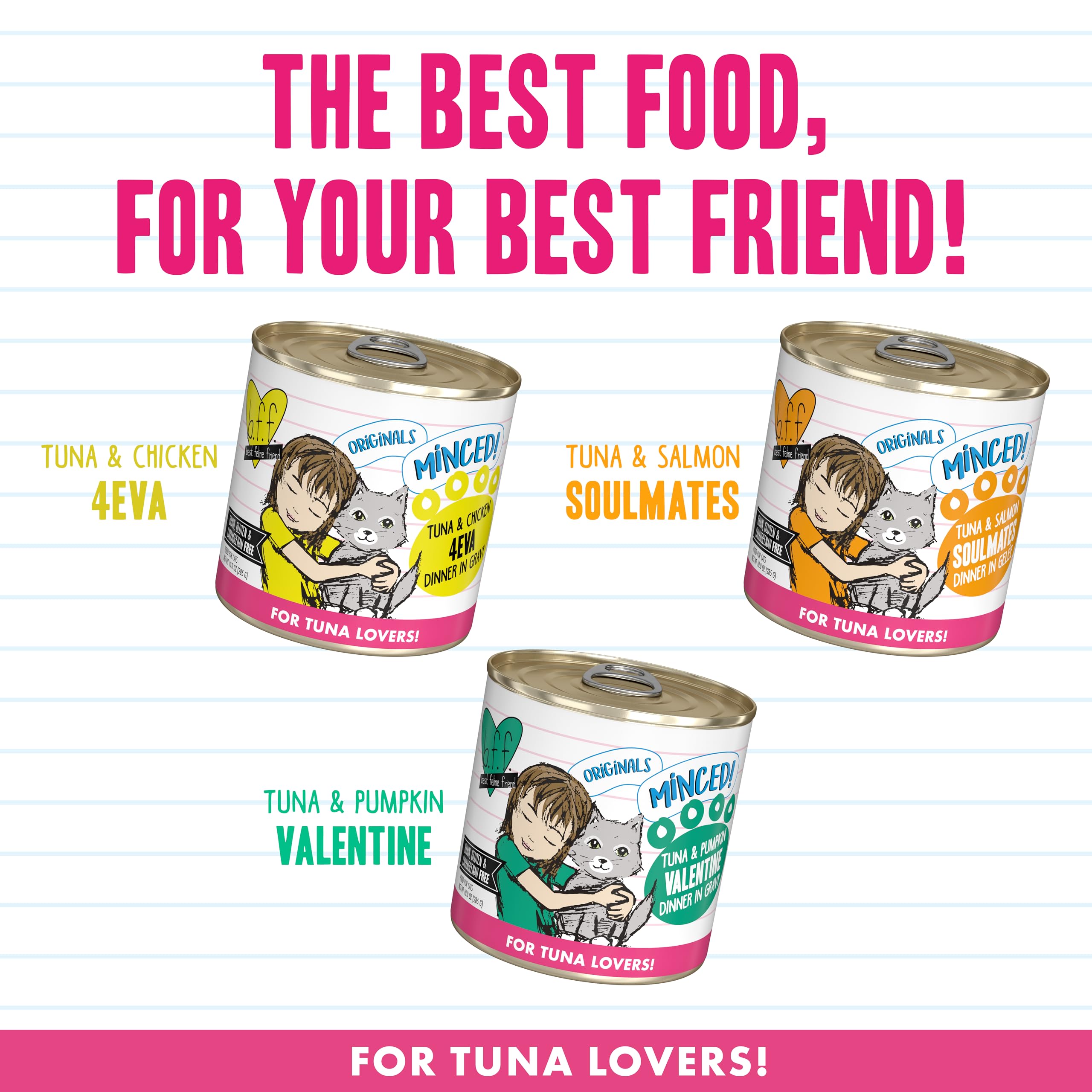 Close-up of tuna-chicken gravy in Weruva BFF Minced 10oz can highlighting savory texture