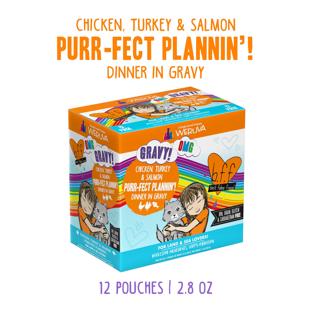 Cat enjoying Weruva B.F.F. OMG gravy for flavorful moisture