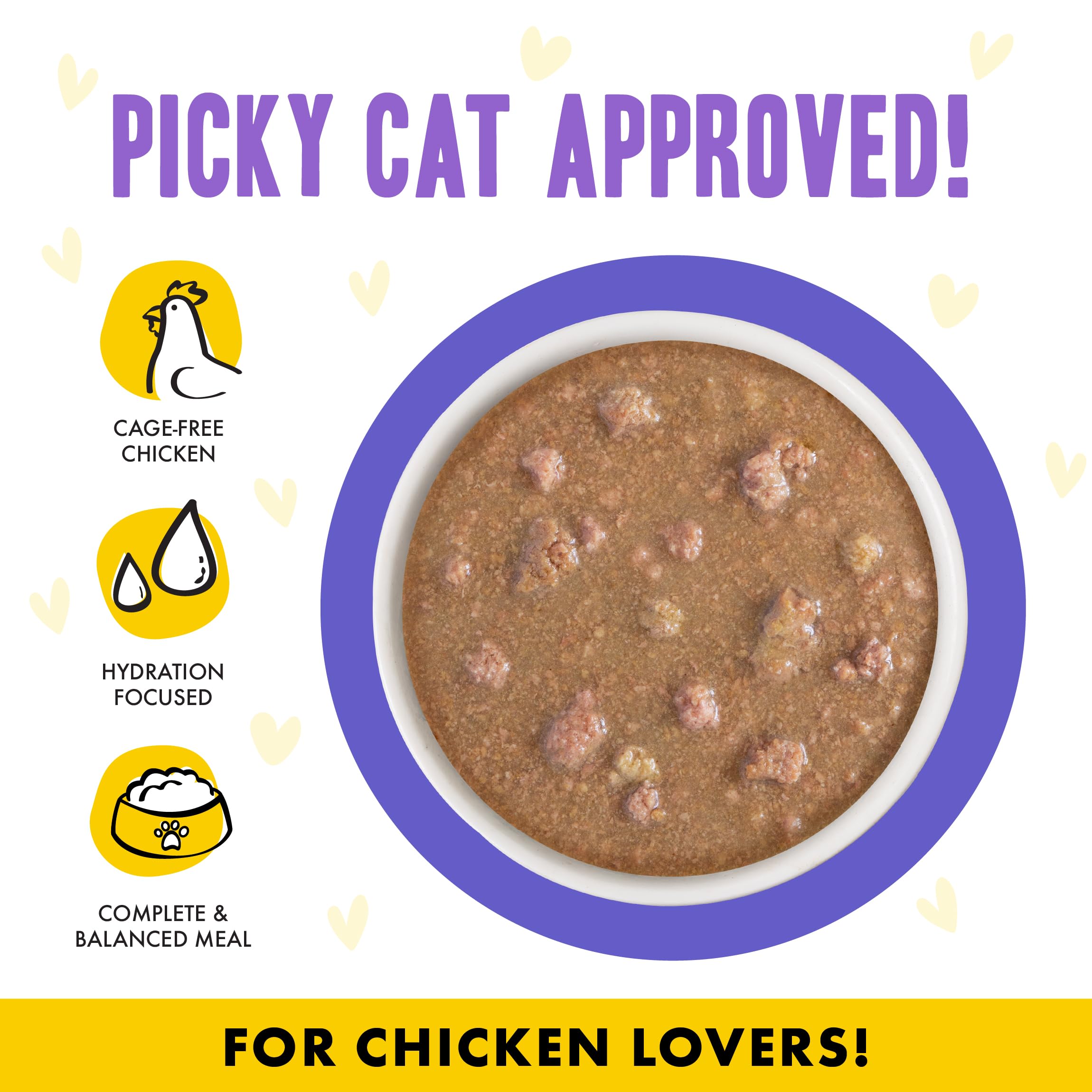 Weruva B.F.F. OMG front-label confirms grain-free, gluten-free, carrageenan-free recipe.