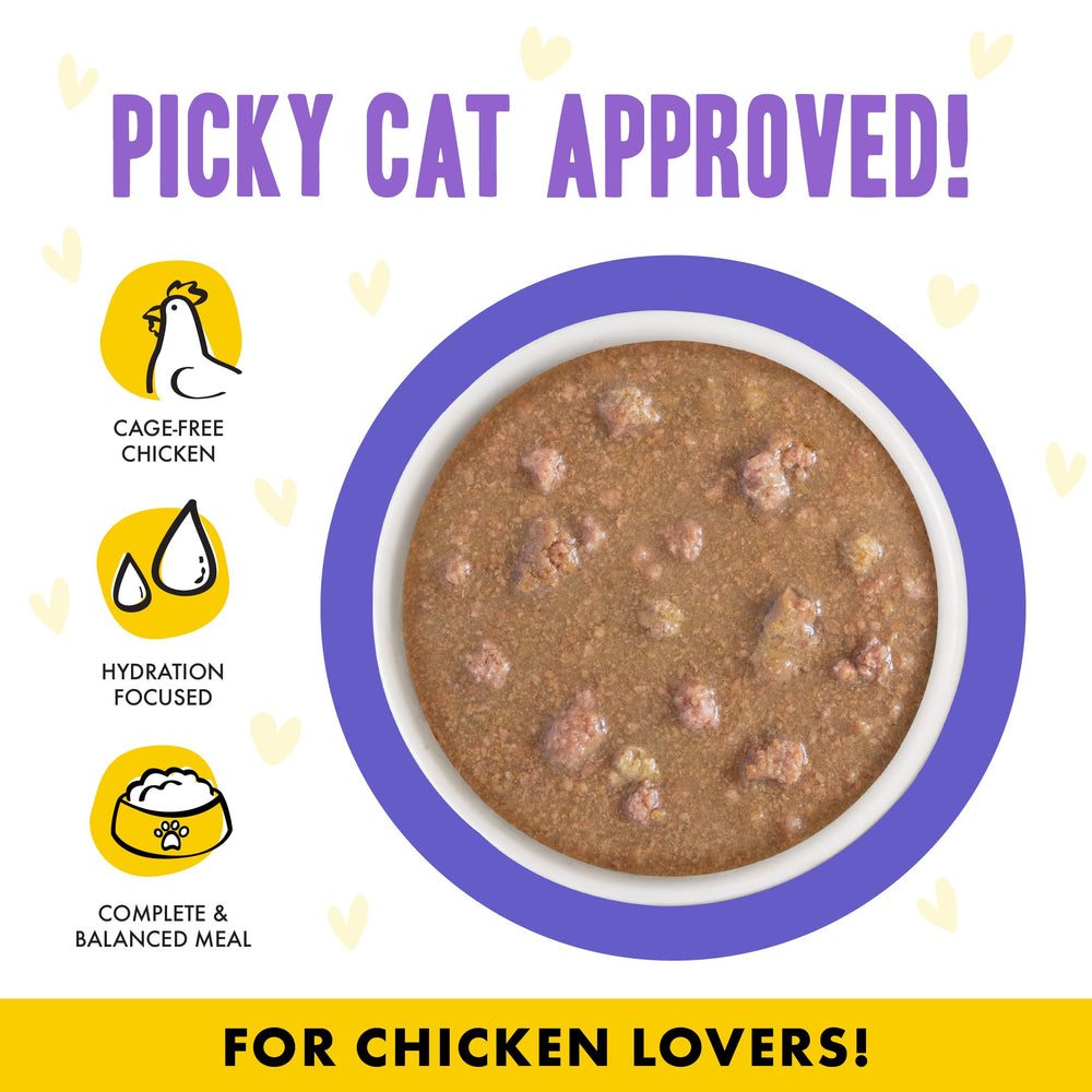 Weruva B.F.F. OMG front-label confirms grain-free, gluten-free, carrageenan-free recipe.